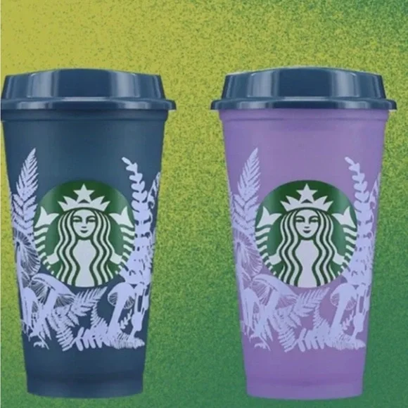 Starbucks | Kitchen | New Starbucks Mushroom Cup Fall 222 Color Change Blue  Purple Reuse Hot Cold Lid | Poshmark